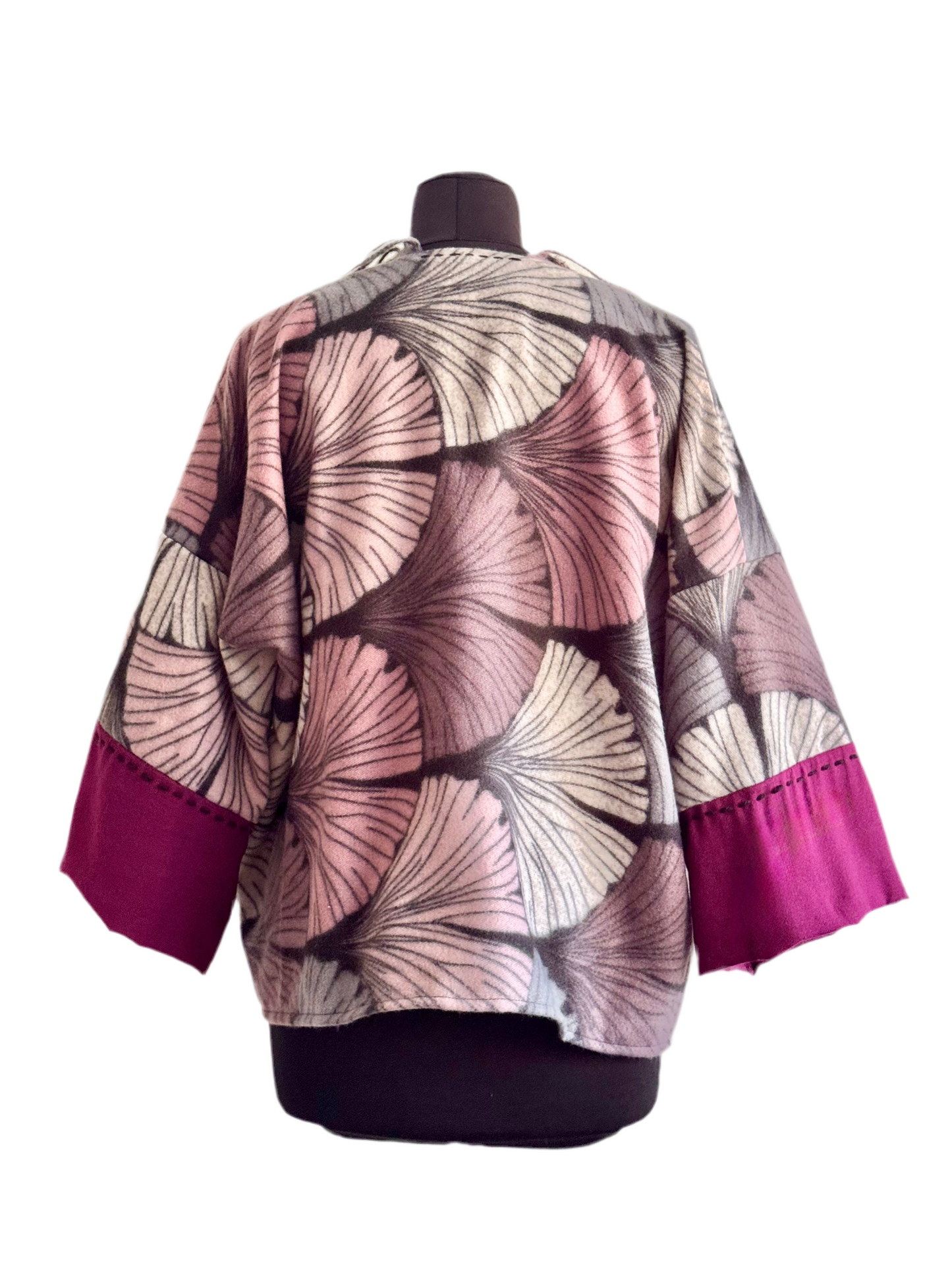 The desi jacket Upcycled & handmade from textile waste is a one size fits most easy to wear style.