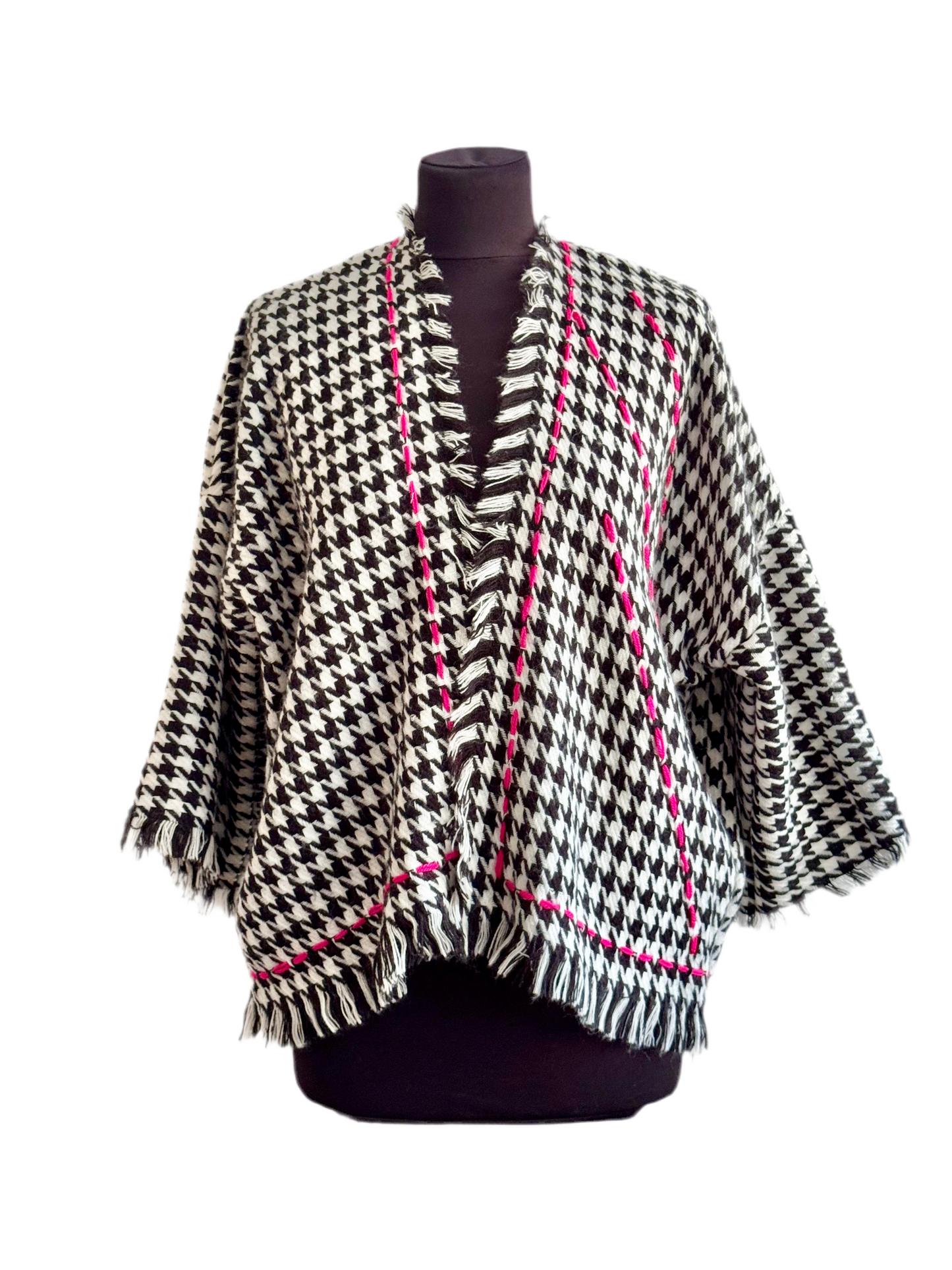 The desi jacket Upcycled & handmade from textile waste is a one size fits most easy to wear style.