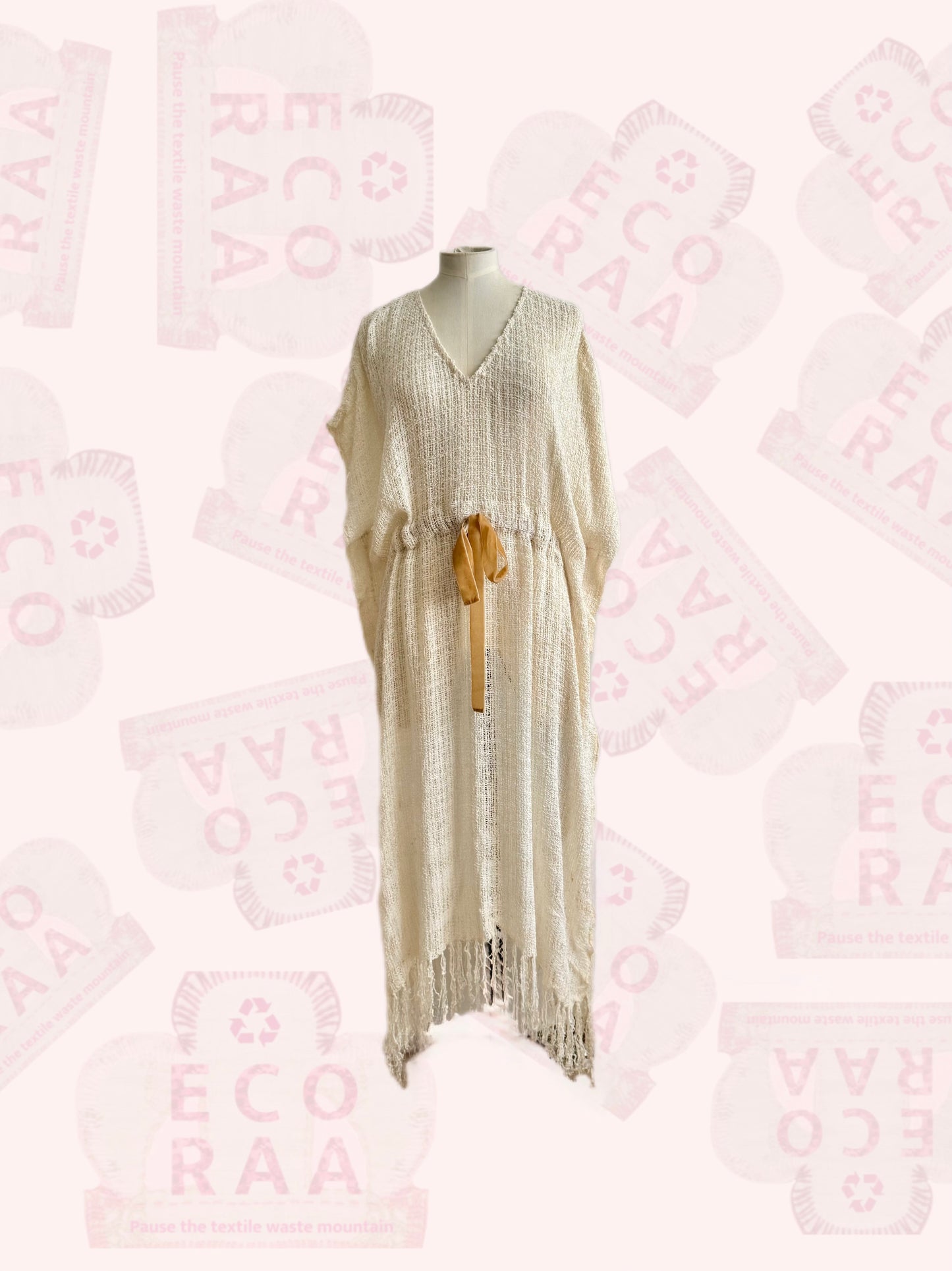 Upcycled & handmade kaftan dress made from textile waste.