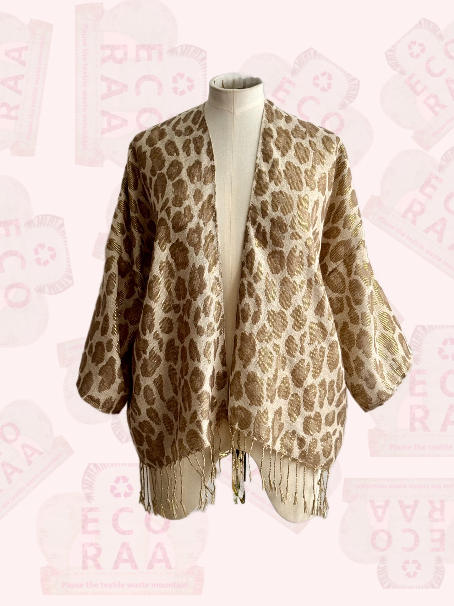 The desi jacket Upcycled & handmade from textile waste is a one size fits most easy to wear style.