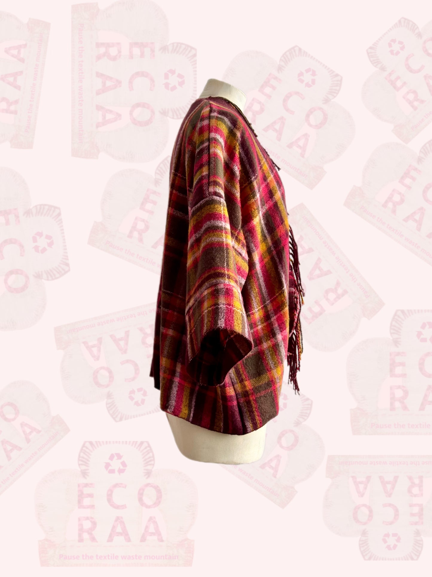 The desi jacket Upcycled & handmade from textile waste is a one size fits most easy to wear style.