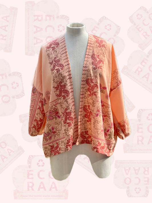 The desi jacket  Upcycled & handmade from textile waste is a one size fits most easy to wear style.
