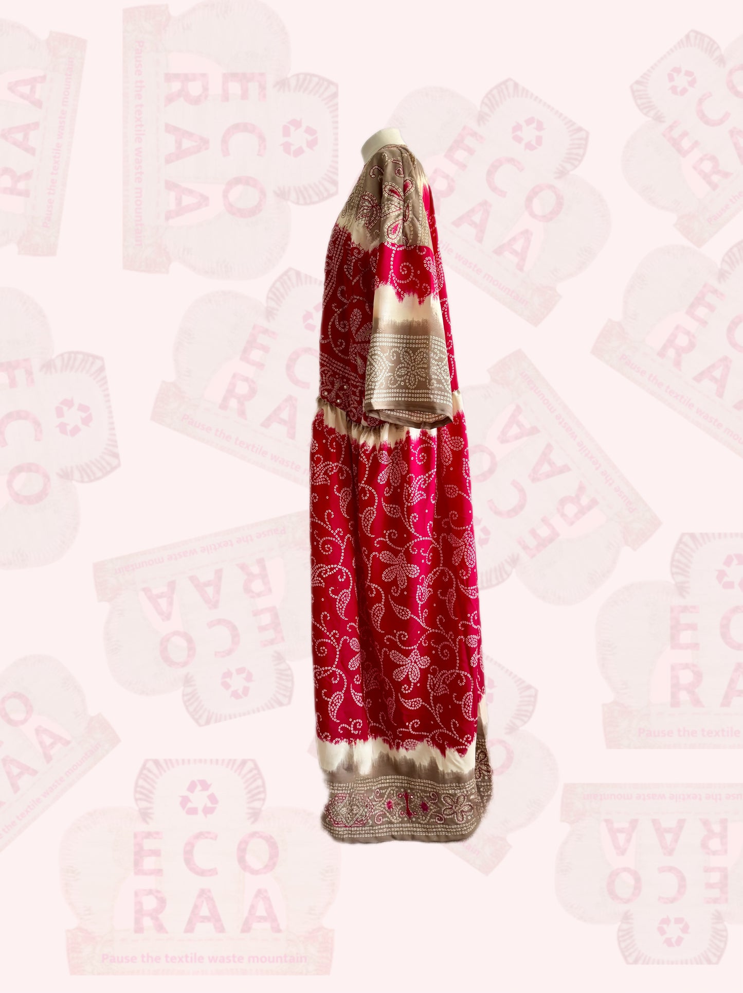 The Boho desi Upcycled & handmade from textile waste is a one size fits most easy to wear style.