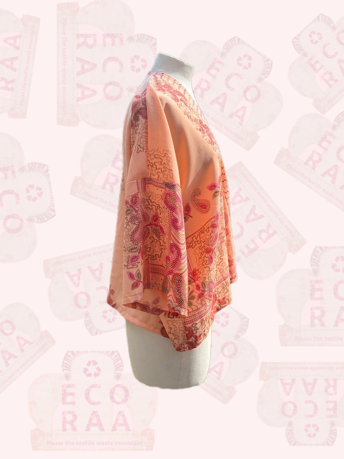 The desi jacket  Upcycled & handmade from textile waste is a one size fits most easy to wear style.