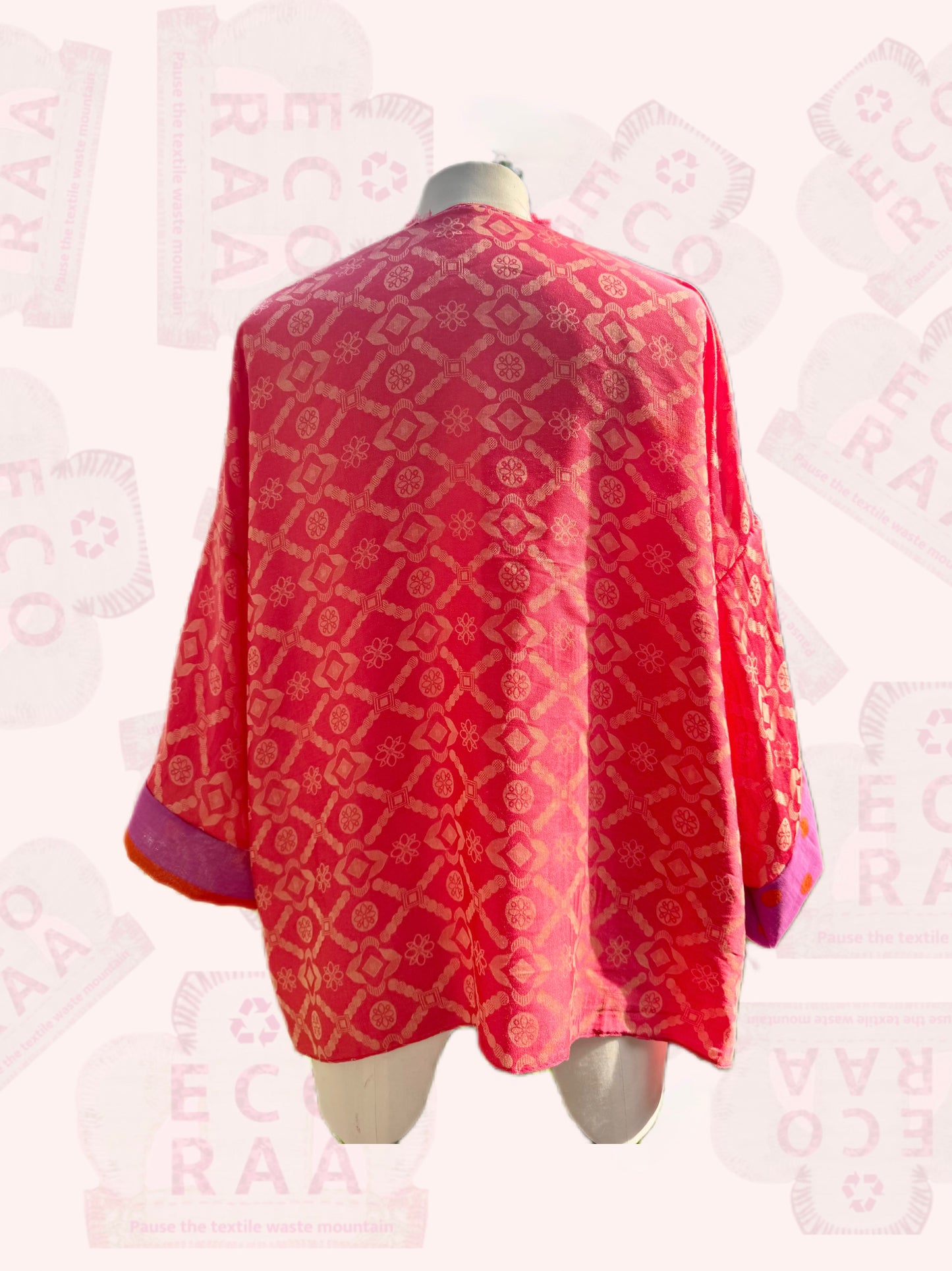 The desi jacket  Upcycled & handmade from textile waste is a one size fits most easy to wear style.