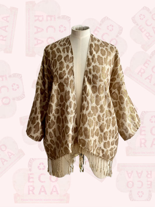 The desi jacket  Upcycled & handmade from textile waste is a one size fits most easy to wear style.
