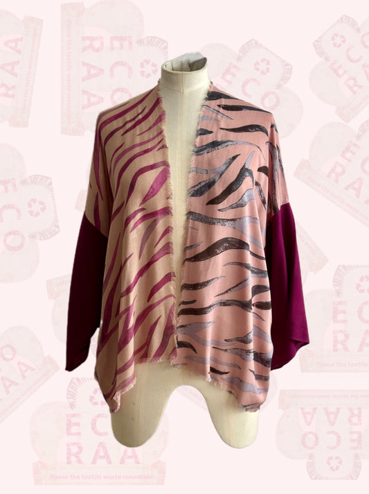 The desi jacket  Upcycled & handmade from textile waste is a one size fits most easy to wear style.