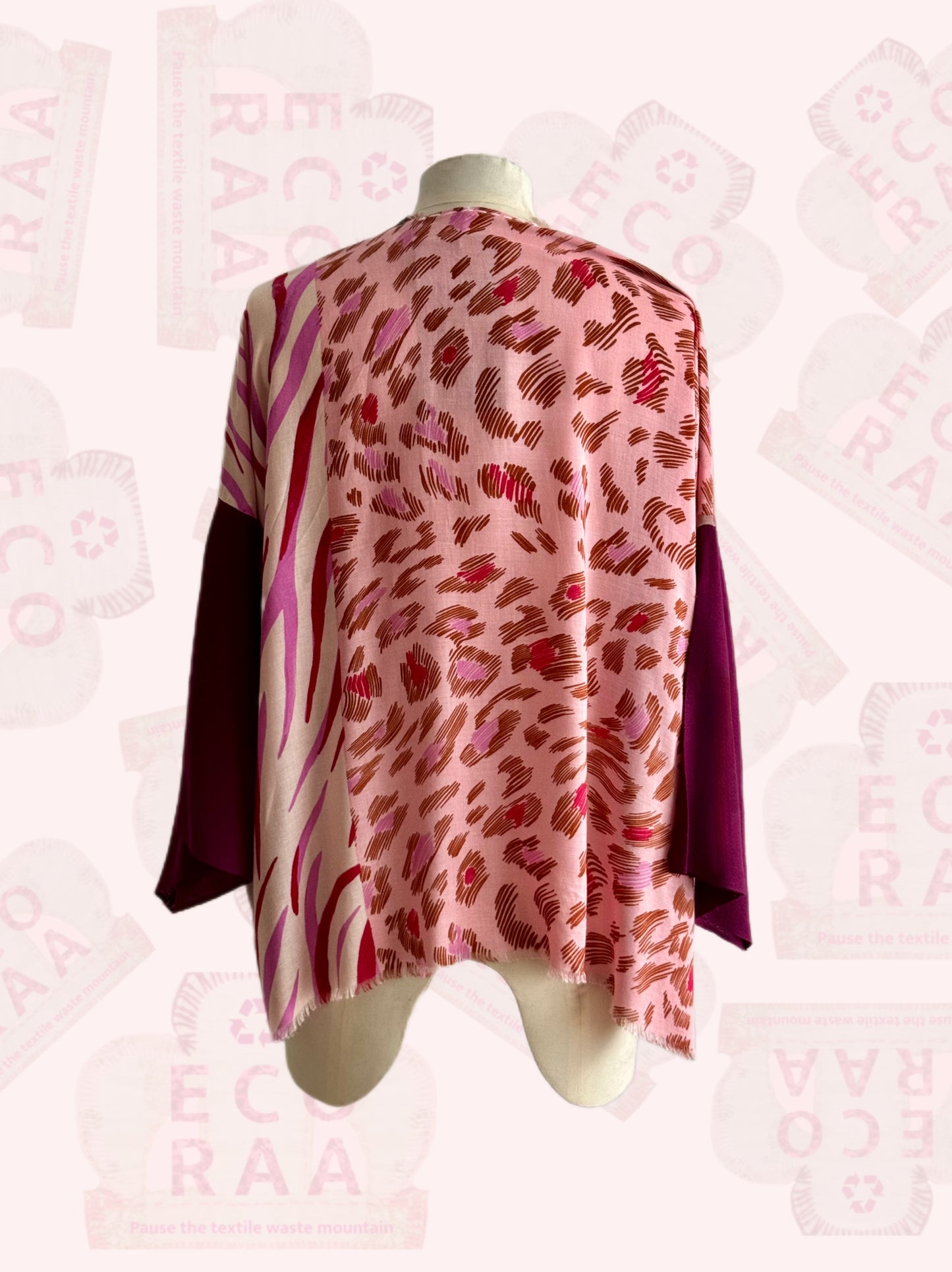 The desi jacket  Upcycled & handmade from textile waste is a one size fits most easy to wear style.