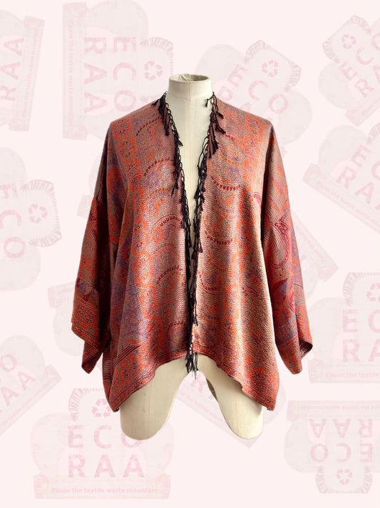 The desi jacket  Upcycled & handmade from textile waste is a one size fits most easy to wear style.