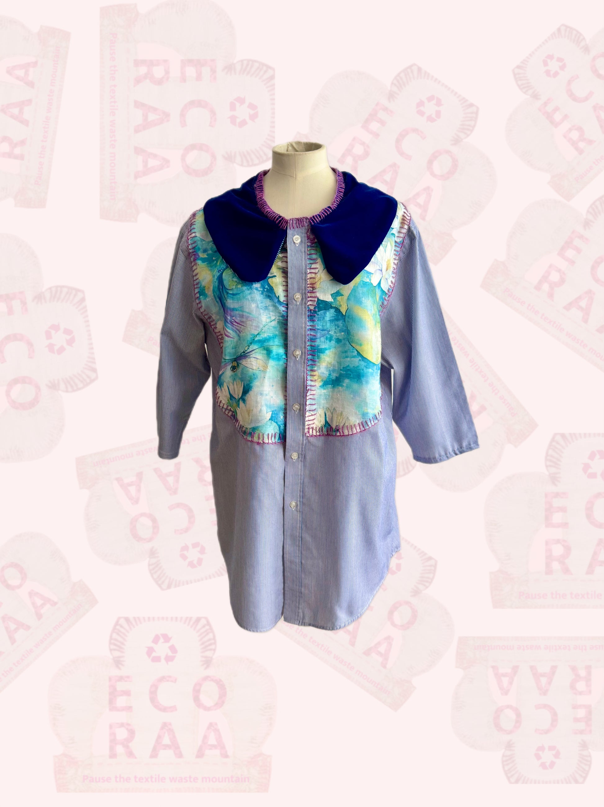 Upcycled & handmade sustainable shirt made from textile waste.