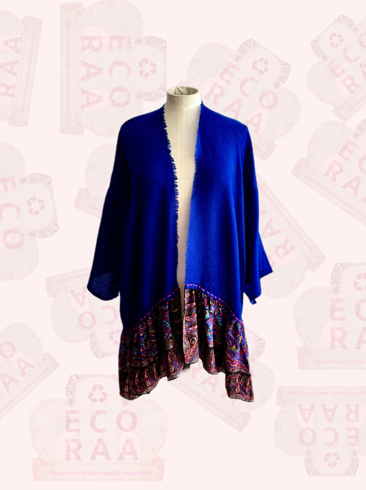 The desi jacket  Upcycled & handmade from textile waste is a one size fits most easy to wear style.