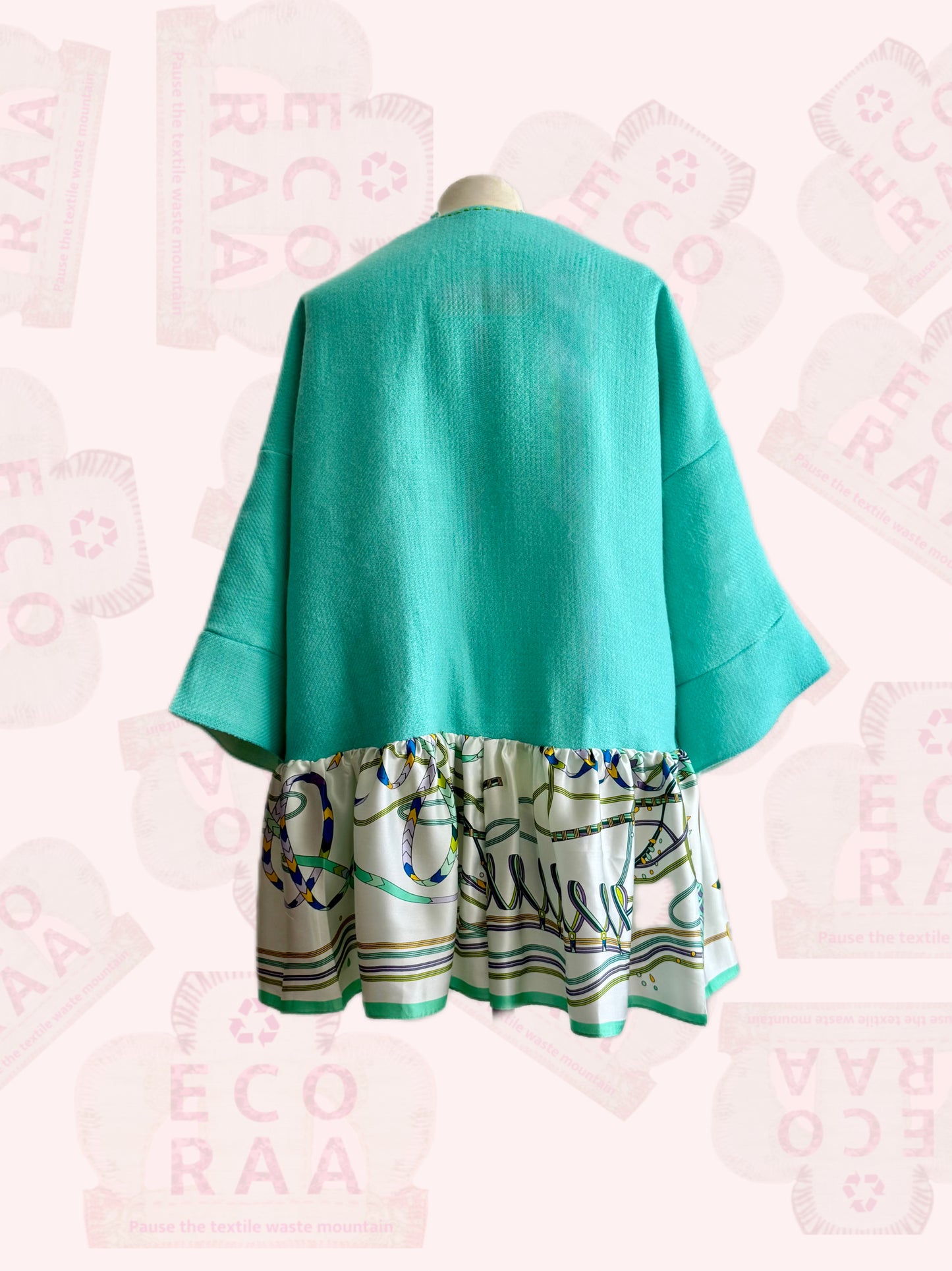 The desi jacket  Upcycled & handmade from textile waste is a one size fits most easy to wear style.